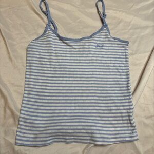 Victoria's Secret Light Blue & White Striped Cami size small heart detailing